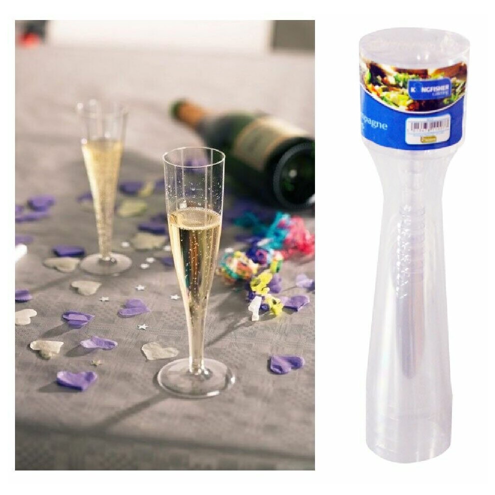 6 Pack Clear Plastic 200ml Champagne Flutes