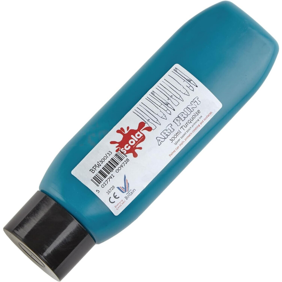 Turquoise Scola Artprint Water Based Lino Craft Block Printing Ink 300ML