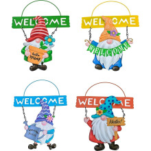 Garden Gonk Gnome Hanging Welcome Sign Metal Garden Ornament Novelty