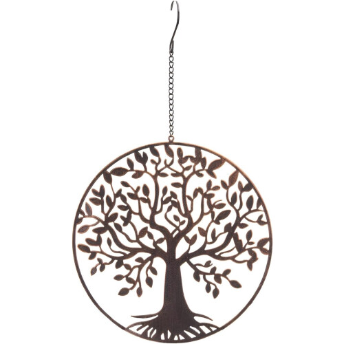 Tree of Life 16cm Metal Hanging Decoration - Bronze Effect Garden Plaque