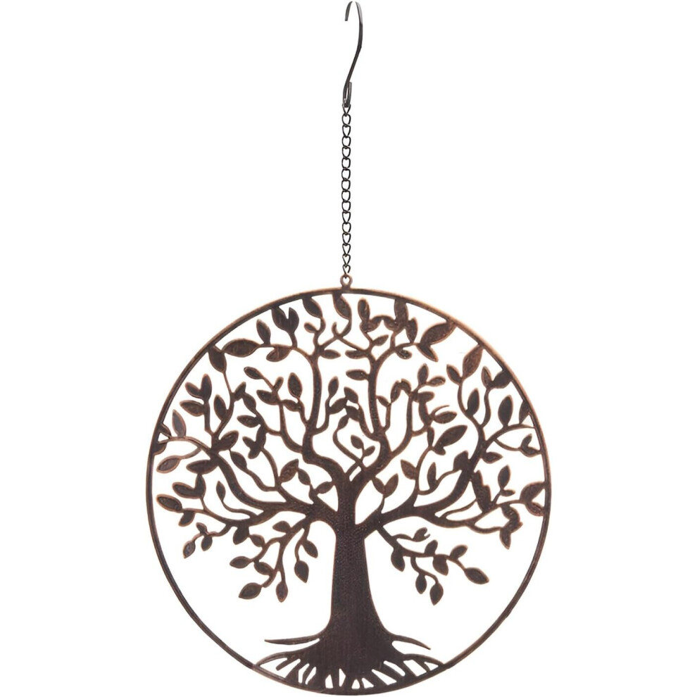 Tree of Life 16cm Metal Hanging Decoration - Bronze Effect Garden Plaque
