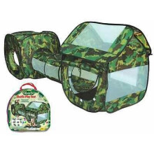 3 PIECE ARMY CAMOUFLAGE POP UP ADVENTURE PLAY TENT HOUSE & TUBE TUNNEL