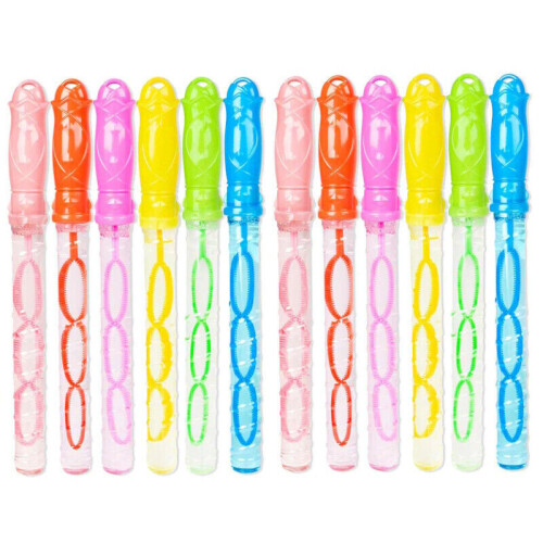 R05-1680 Box of 12 Big Bubble Sword Wands - 25cm Bubble Blowers for Outdoor Summer Parties, 6 Colors