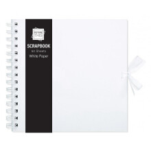 White Scrapbook 20cm Memory Photo Album Journal Book & Ribbon Tie