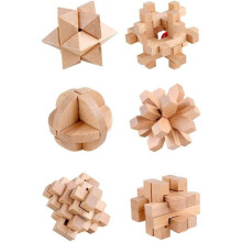 Set mit 6 3D Holzpuzzlespielen für Erwachsene und Teenager