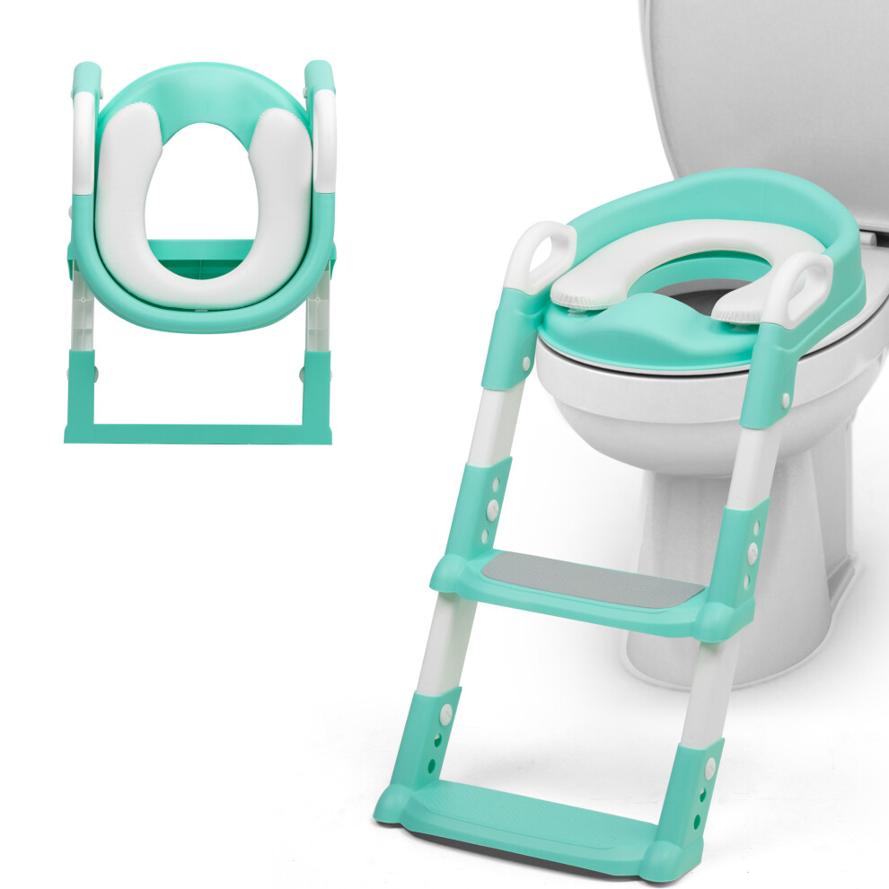 Children Toilet Seat & Ladder Toddler Training Step Up Easy Fold Down For Kids