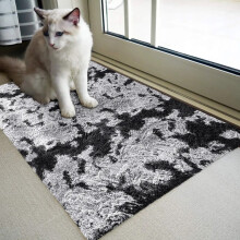 (Tye Dye Grey, 60 x 110 cm (1ft 9'' x 3ft 6'')-- (Large Doormat/Bath Bathroom Mat)) Non Slip Shaggy Rugs For Living Room Carpet Runner