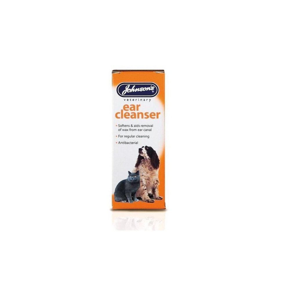 Johnsons Ear Cleanser - For Dogs & Cats - Antibacterial, Regular Cleaning Of Ears 50 Ml Glass Bottle