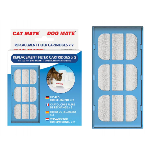 Cat Mate Dog Mate Replacement Filter Cartridges x2 (339) for Pet Fountain
