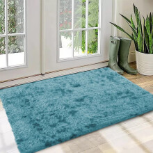 (Tye Dye Teal, 60 x 110 cm (1ft 9'' x 3ft 6'')-- (Large Doormat/Bath Bathroom Mat)) Non Slip Shaggy Rugs For Living Room Carpet Runner