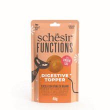 Schesir Functions Digestive Topper for Adult Cats - Pumpkin & Wheatgrass, Hydration Support, 40G 12-Pack