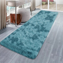 (Tye Dye Teal, 60 x 220 cm (1ft 9'' x 7ft 2'')-- (Runner Rug)) Non Slip Shaggy Rugs For Living Room Carpet Runner