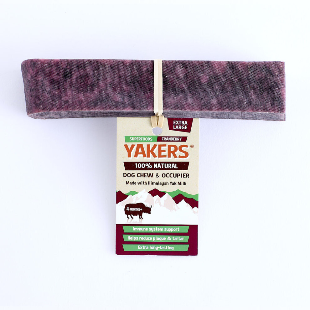 (XL 10 Pk) Yakers Himalayan Yak Milk Dog Chew Cranberry Box