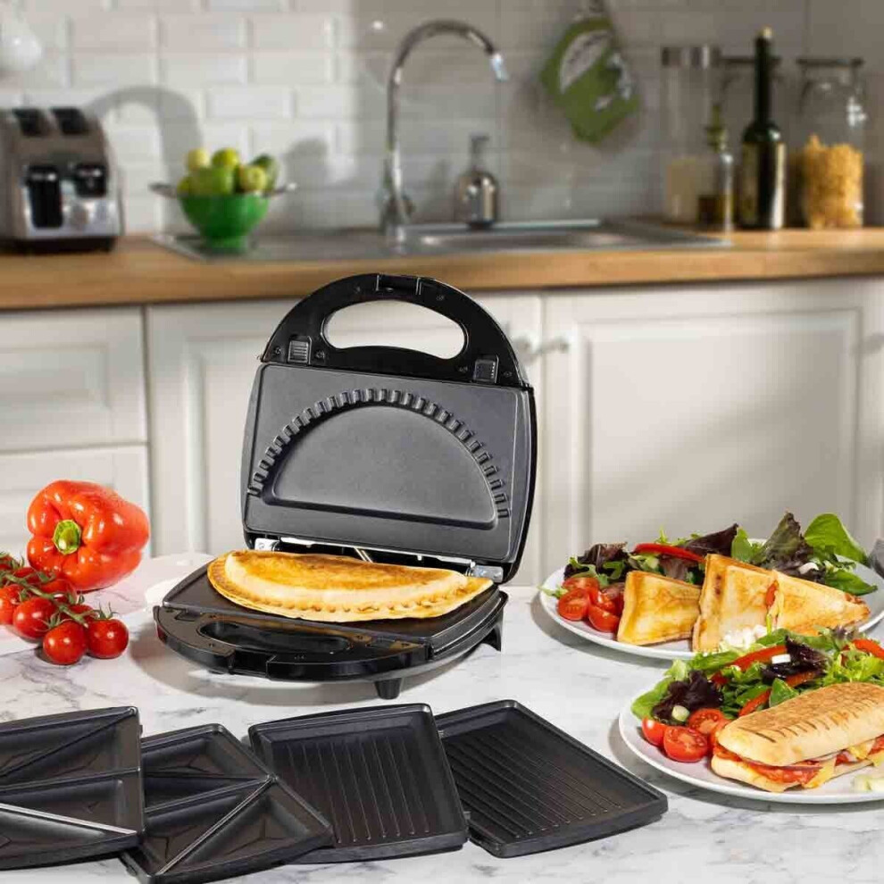 Daewoo 3 in 1 Sandwich Maker Crimper & Panini Press Toaster with Triangle Crimp & Grill Plates