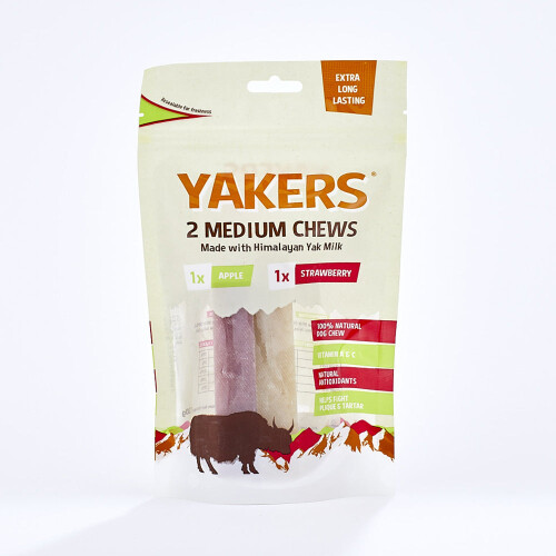 Yakers Yakers Dog Chews Strawberry/Apple Medium 2pk