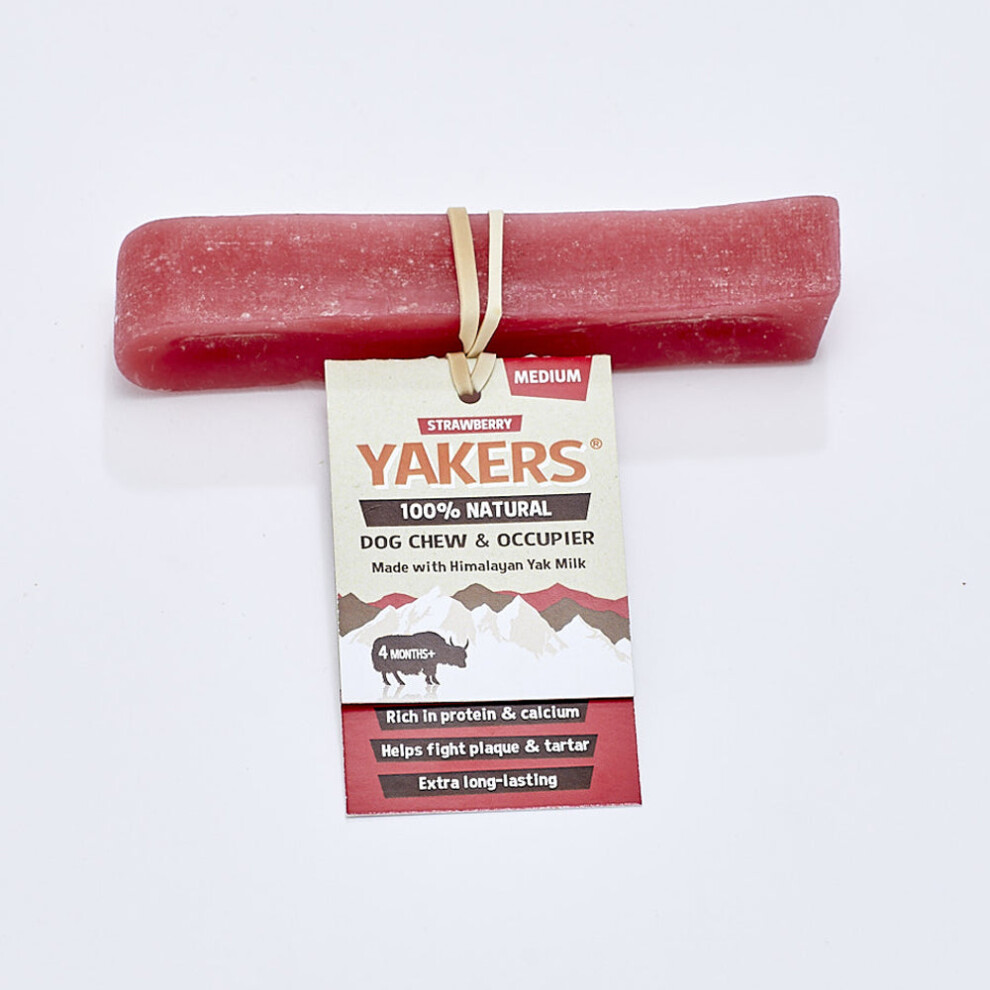 (Medium (20 Pack)) Yakers Himalayan Yak Milk Dog Chew Strawberry Box