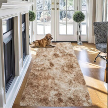 (Tye Dye Beige, 80 x 300 cm (2ft 6'' x 10ft)-- (Large Hallway Runner Rug Carpet)) Non Slip Shaggy Rugs For Living Room Carpet Runner