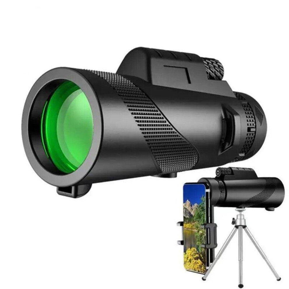 (as the picture, 80x100 with Holder) 80x100 Powerful Monocular High Definition Zoom Night Vision Telescope Binoculars With Smartphone Holder For Hunting Camping Tool