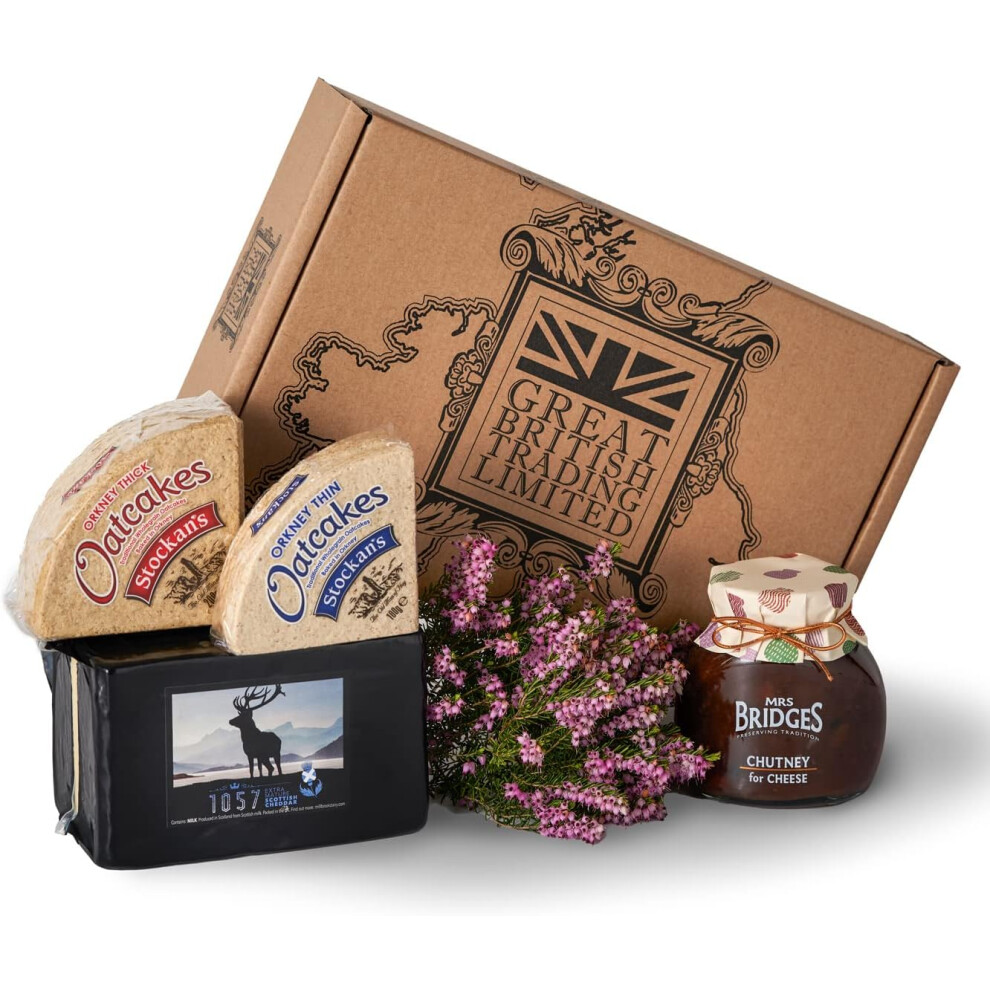 Great British Trading Limited Scottish Cheese Gift Hamper With 1Kg 1057 Cheddar, Chutney And Orkney Oatcakes From Great British Trading