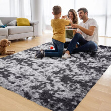 (Tye Dye Grey, 120 x 170 cm (4ft x 5ft 5'')-- (Small Area Rug Livingroom Bedroom)) Non Slip Shaggy Rugs For Living Room Carpet Runner