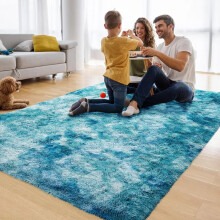 (Tye Dye Teal, 120 x 170 cm (4ft x 5ft 5'')-- (Small Area Rug Livingroom Bedroom)) Non Slip Shaggy Rugs For Living Room Carpet Runner