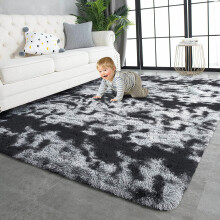 (Tye Dye Grey, 160 x 230 cm (5ft2'' x 7ft 5'')-- (Large Rugs For Bedroom Livingroom)) Non Slip Shaggy Rugs For Living Room Carpet Runner