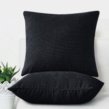 (Pack of 2, Plain Velvet Filled Cushion Black) Luxury Velvet Filled Cushions Pack of 1, 2 & 4 Quilted Cushion Pads