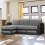 (Grey, Left Corner) Kevin Fabric Ottoman Storage Corner Sofa Bed 1