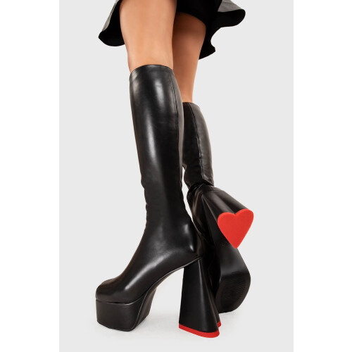 (UK7, Black) Lamoda Black Sweet Talker Platform Knee High Boots Round Toe Fashionable UK 7