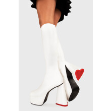 (UK8, White) Lamoda Sweet Talker White Platform Knee High Boots Round Toe Chic Tall UK 8