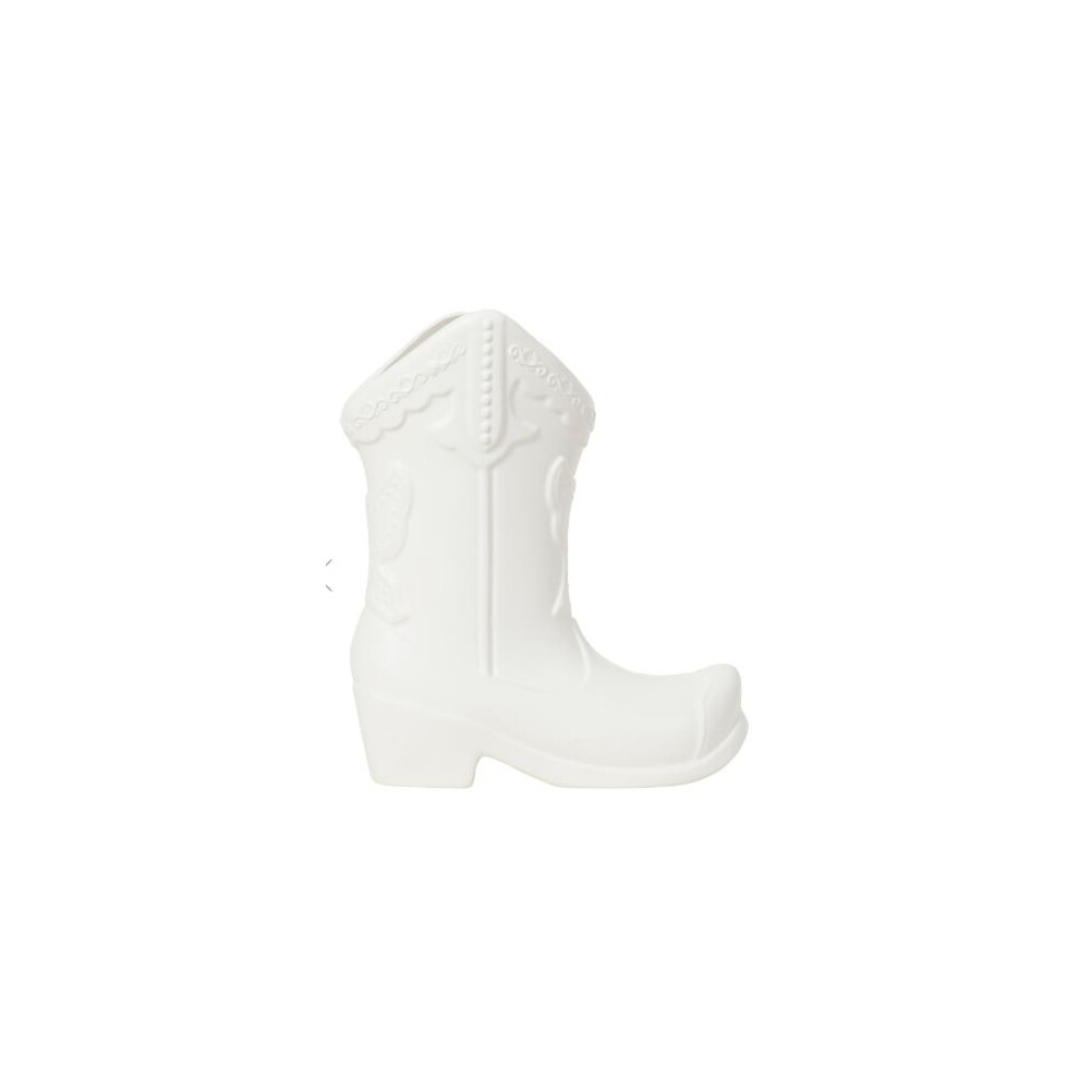 New Versatile Ceramic Cowboy Boot Vase - 26cm - White