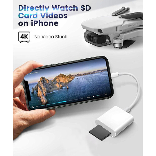 [Apple MFi Certified] iPhone SD Card Reader, Lightning to SD Card Camera Reader for iPhone/iPad Memory Card Adapter Camera Card Viewer Reader 2