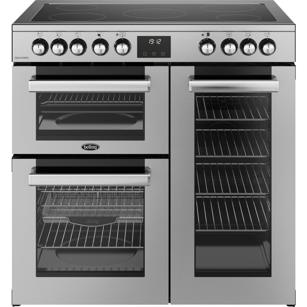 Belling Cookcentre 90E 90Cm Electric Range Cooker With Ceramic Hob – Stainless Steel, Stylish & Efficient
