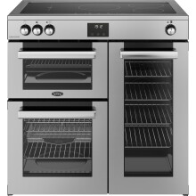 Belling Cookcentre 90Ei 90cm Electric Range Cooker with Induction Hob – Stainless Steel, Spacious & Efficient