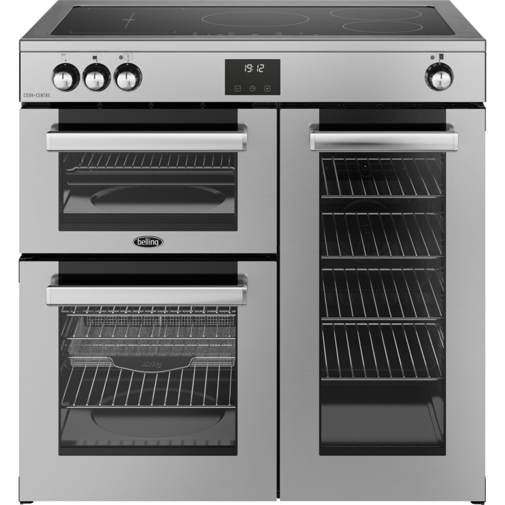 Belling Cookcentre 90Ei 90cm Electric Range Cooker with Induction Hob – Stainless Steel, Spacious & Efficient