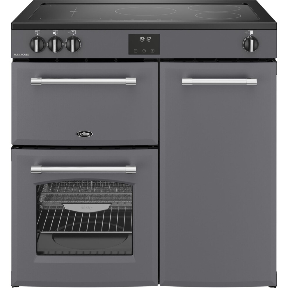 Belling Farmhouse 90Ei 90cm Electric Range Cooker with Induction Hob – Anthracite, Spacious & Versatile
