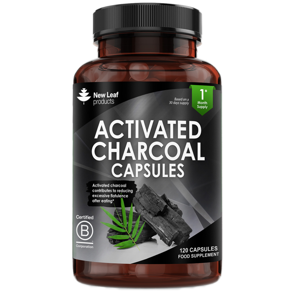 New Leaf Product Activated Charcoal Capsules - 120 Potent Charcoal Capsules 1040Mg P/S