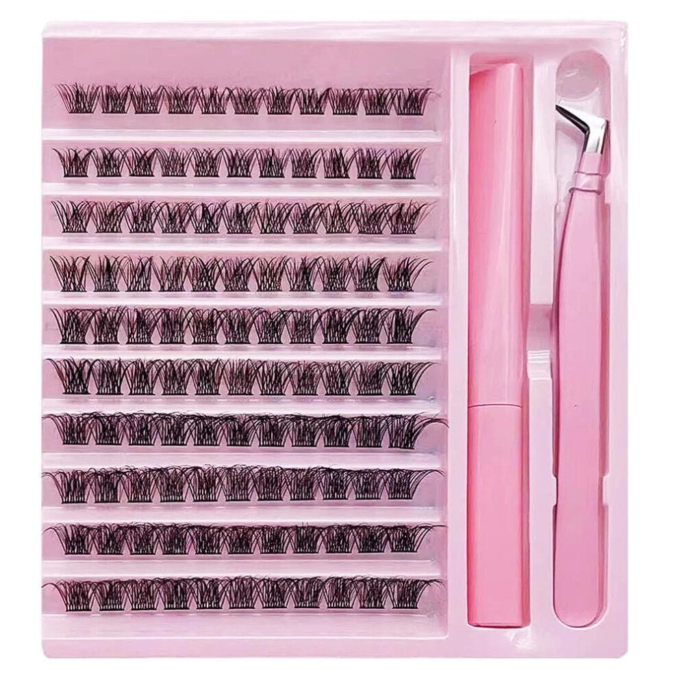(as the picture, MIX) Diy Lash Clusters Extension Kit 110 Clusters With Bond Individual Lashes Kit Cluster Lashes False Eyelash Clusters With Tweezers