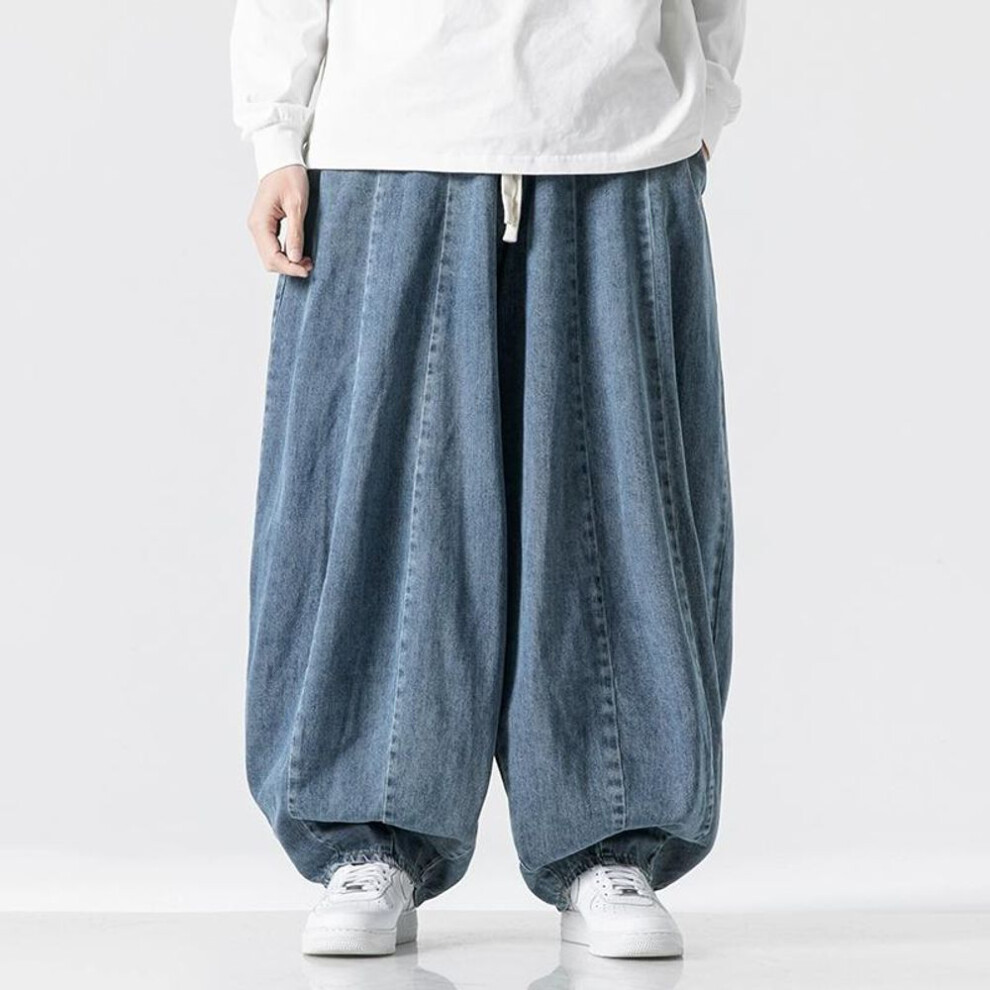 (blue, 5XL) Men Wide Leg Jeans Loose Straight Baggy Denim Pant Men&apos;s Women&apos;s Streetwear Skateboard Pants Oversized Hip Hop Casual Trousers