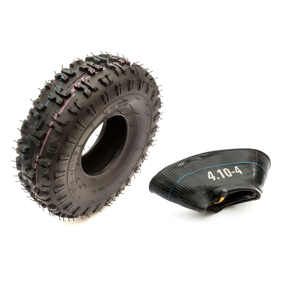 Tyre & Inner Tube 4.10-4 Knobbly Off Road Deep Tread 49Cc Gokart 5056213574482
