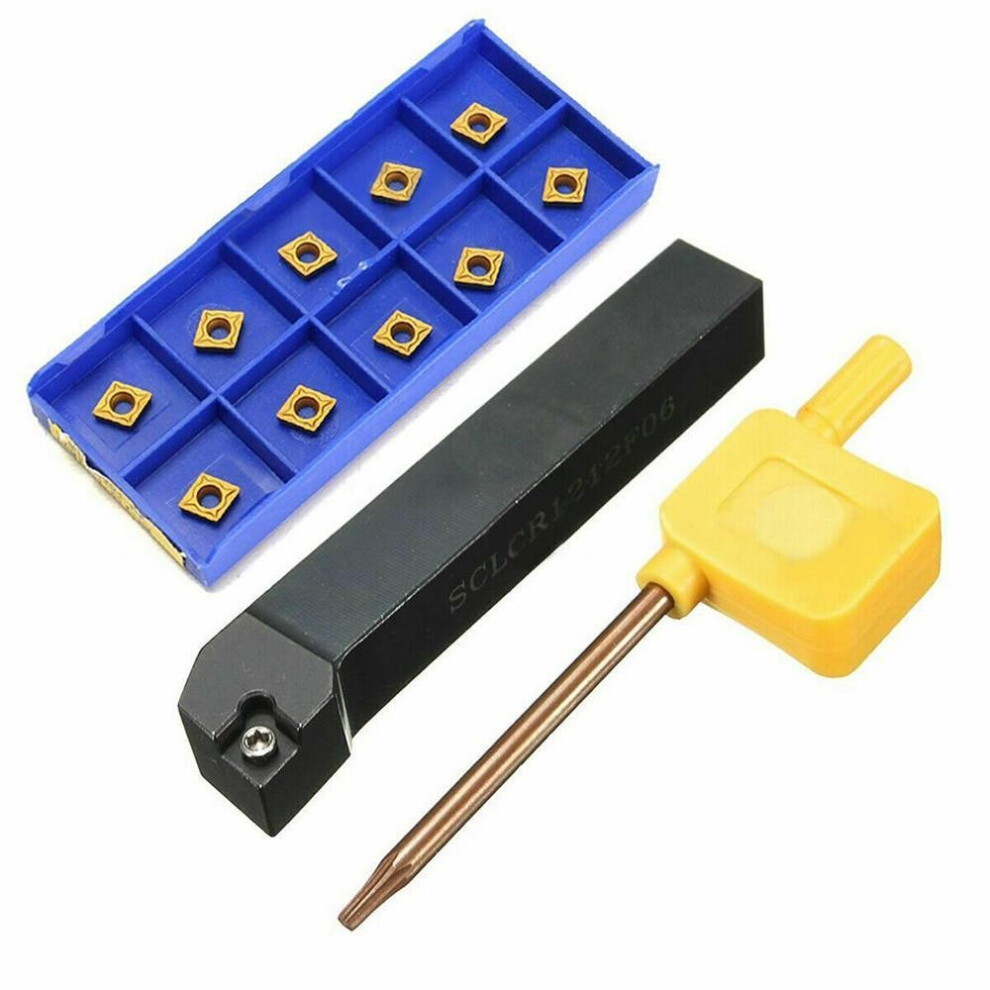 10pcs Ccmt060204-hm,vp15tf,insert Tool + Sclcr1212h06 Lathe Turning Tool Holder
