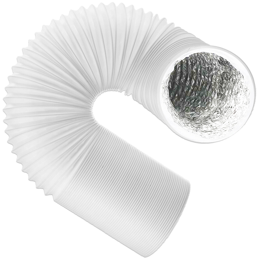 Universal Cooker Hood Extractor Vent Hose PVC Aluminium Foil Insulated Duct Outlet Pipe (5" x 2.5m)