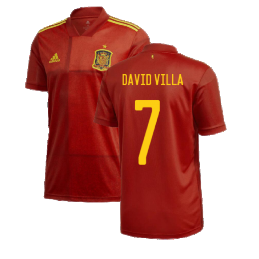 (XXL) 2020-2021 Spain Home Adidas Football Shirt (DAVID VILLA 7)