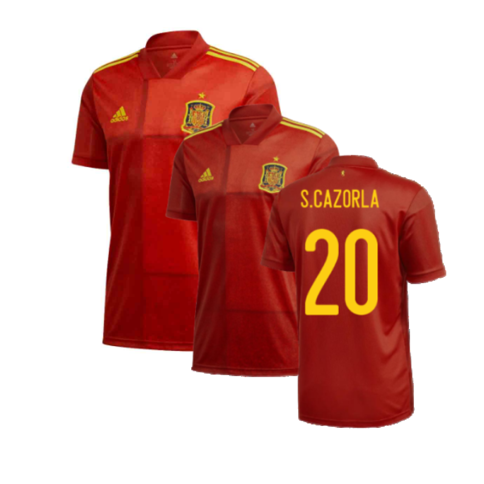 (XXL) 2020-2021 Spain Home Adidas Football Shirt (S.CAZORLA 20)