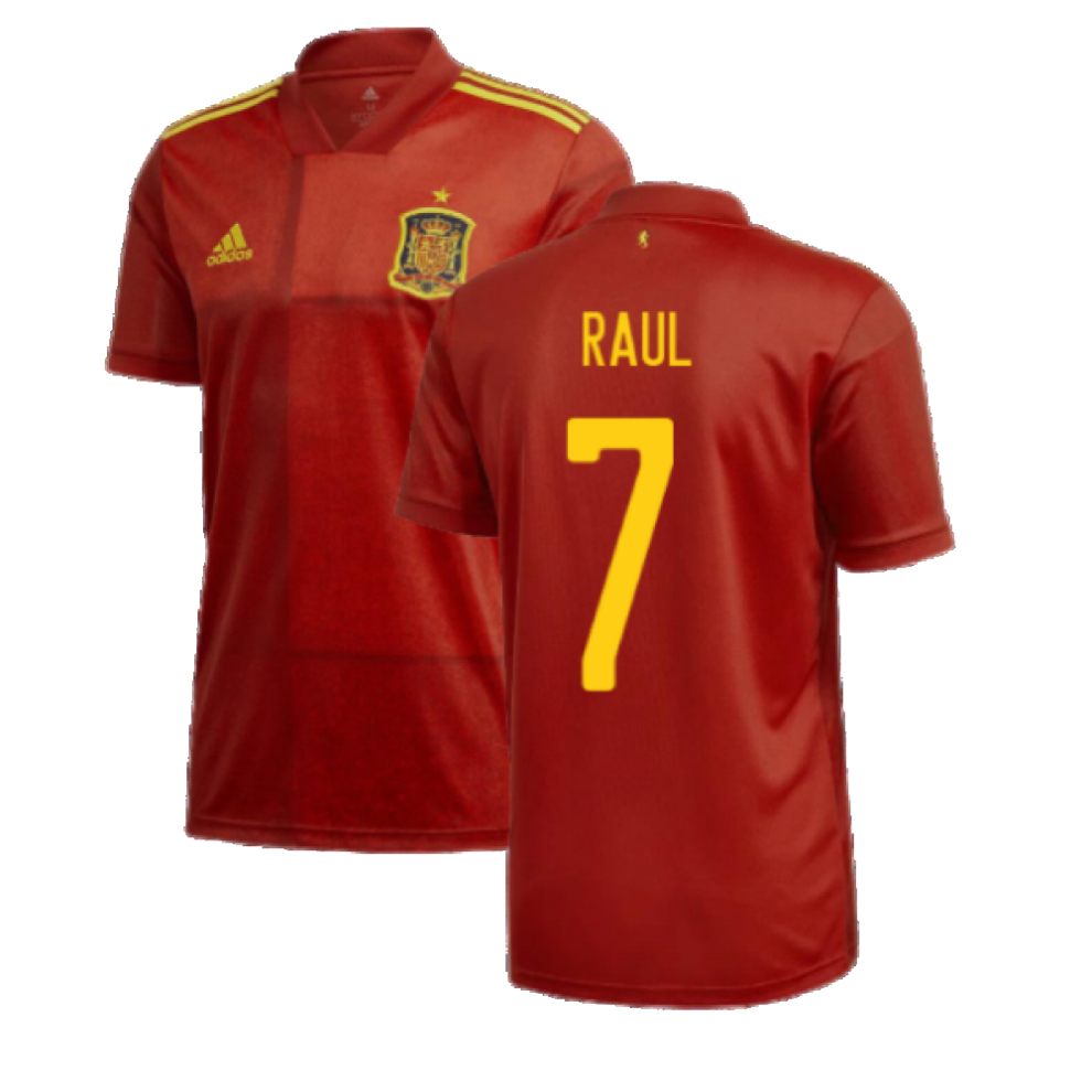 (XXL) 2020-2021 Spain Home Adidas Football Shirt (RAUL 7)