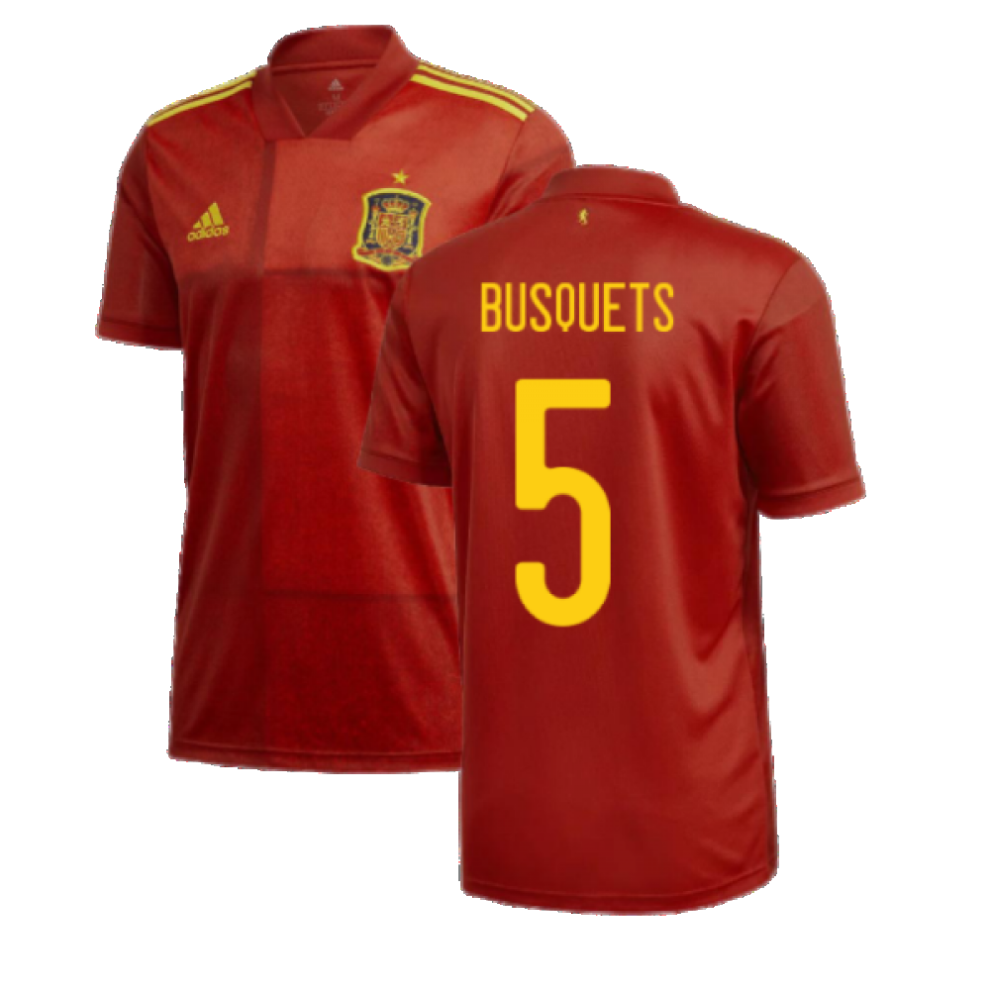 (XXL) 2020-2021 Spain Home Adidas Football Shirt (BUSQUETS 5)