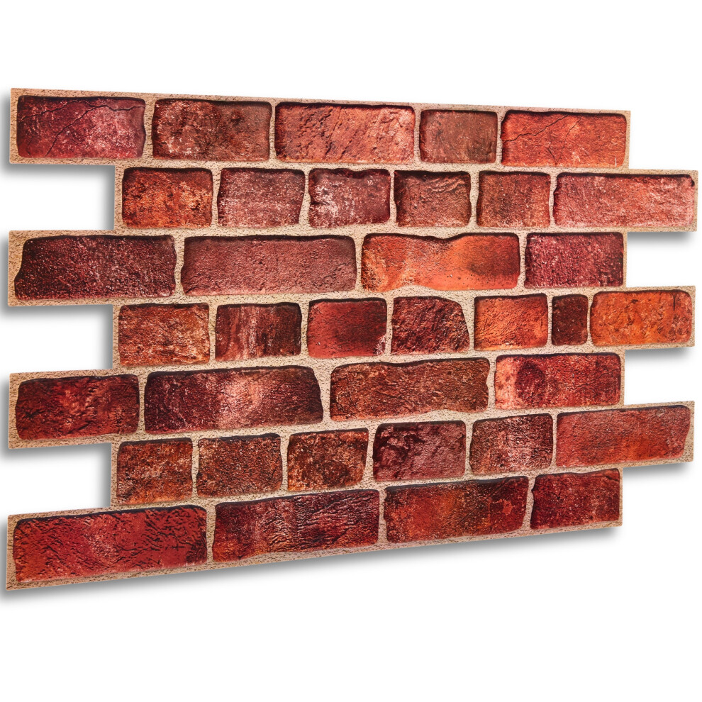 (Classic Red Brick, Set of 18) Brick Effect 3D Wall Panels (96cm x 48cm) DIY Decorative PVC Plastic Cladding Panels