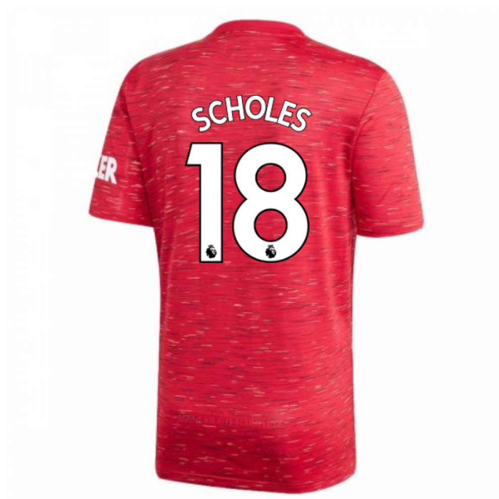 (XL) 2020-2021 Man Utd Adidas Home Football Shirt (SCHOLES 18)