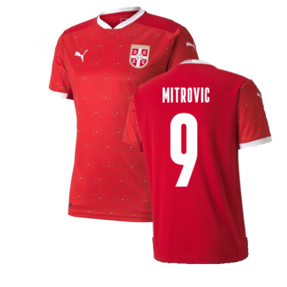 (XXL) 2020-2021 Serbia Home Puma Football Shirt (MITROVIC 9)