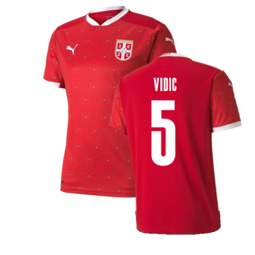 Puma (Xxl) 2020-2021 Serbia Home Football Shirt (Vidic 5)
